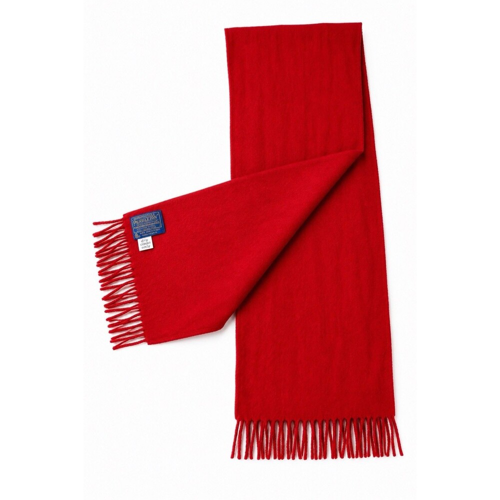 Vintage Pendleton Red Virgin Wool Fringe Scarf Made in USA Solid Winter Unisex